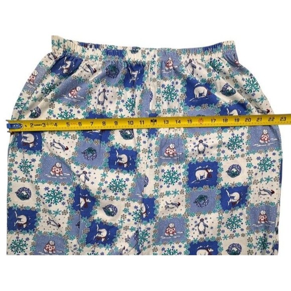 Dreams & Co Holiday Penguin Polar Bear 100% Cotton Pajama Pants Cozy Blue L - Picture 10 of 11